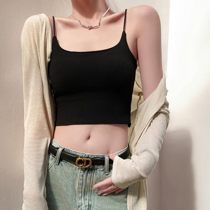 back shaping padded integrated fixed cup small sling women's base vest spring and summer short inner wear design blouse Specification drawing