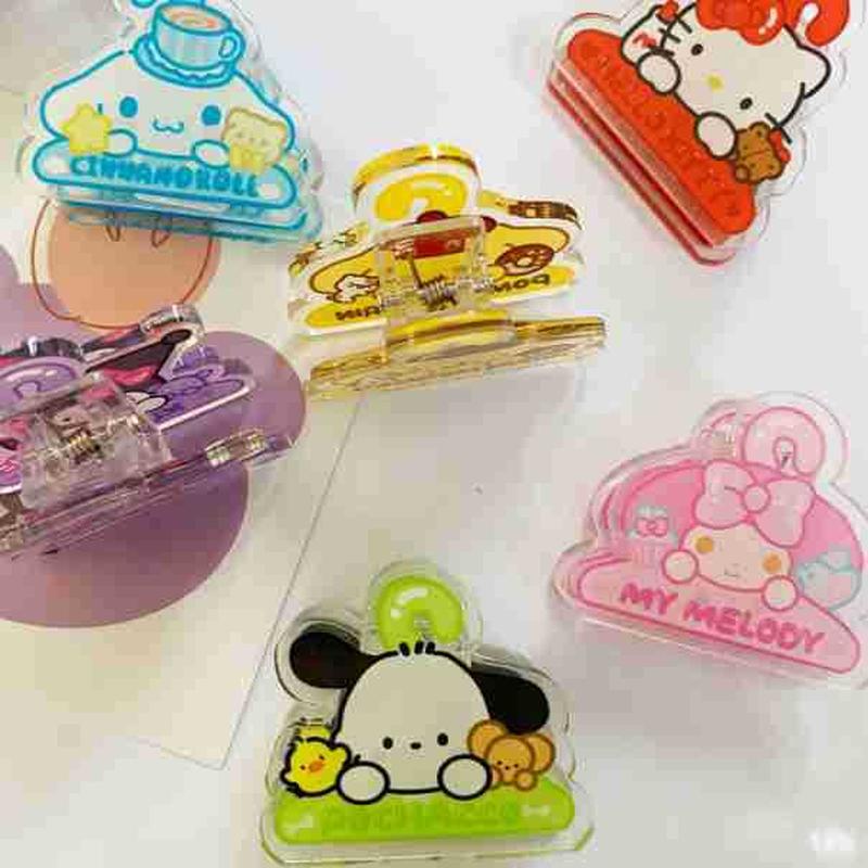 acrylic clip cartoon japanese sanrio cinnamoroll babycinnamoroll note clip stationery organizing binder clip pp clip butt clip details Picture