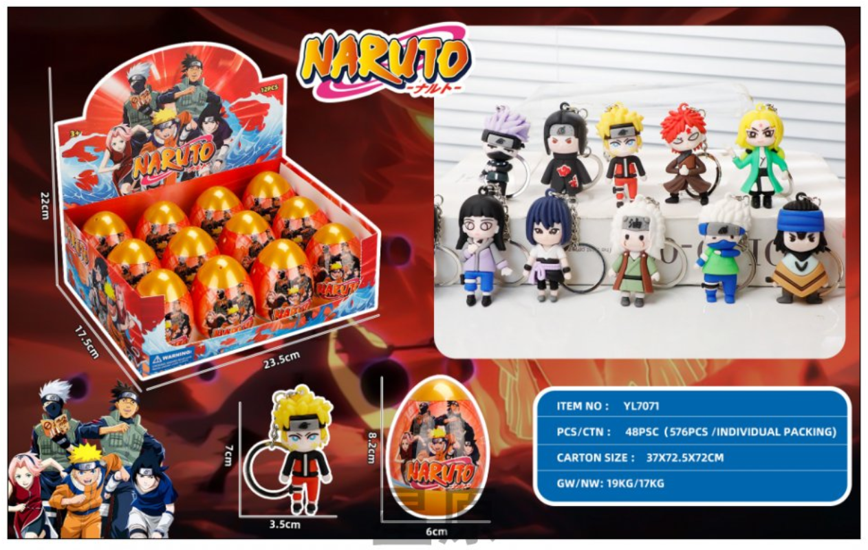 Naruto Soft Rubber Figurine - Golden Blind Egg Keychain Children's Toy Specification image