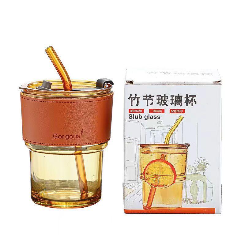 竹节杯水杯咖啡杯玻璃杯ins高颜值杯子家用男女网红爆款简约水杯白底实物图