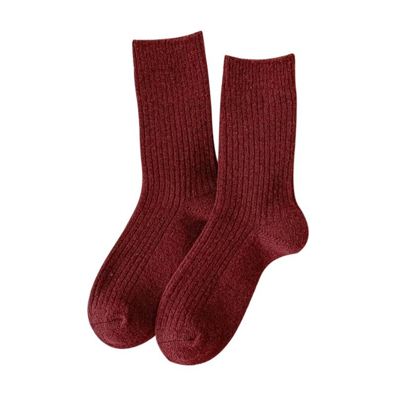 wool socks women's autumn lunar november socks thickened thermal home wear floor winter japanese style simple cashmere pile style long socks Item Picture