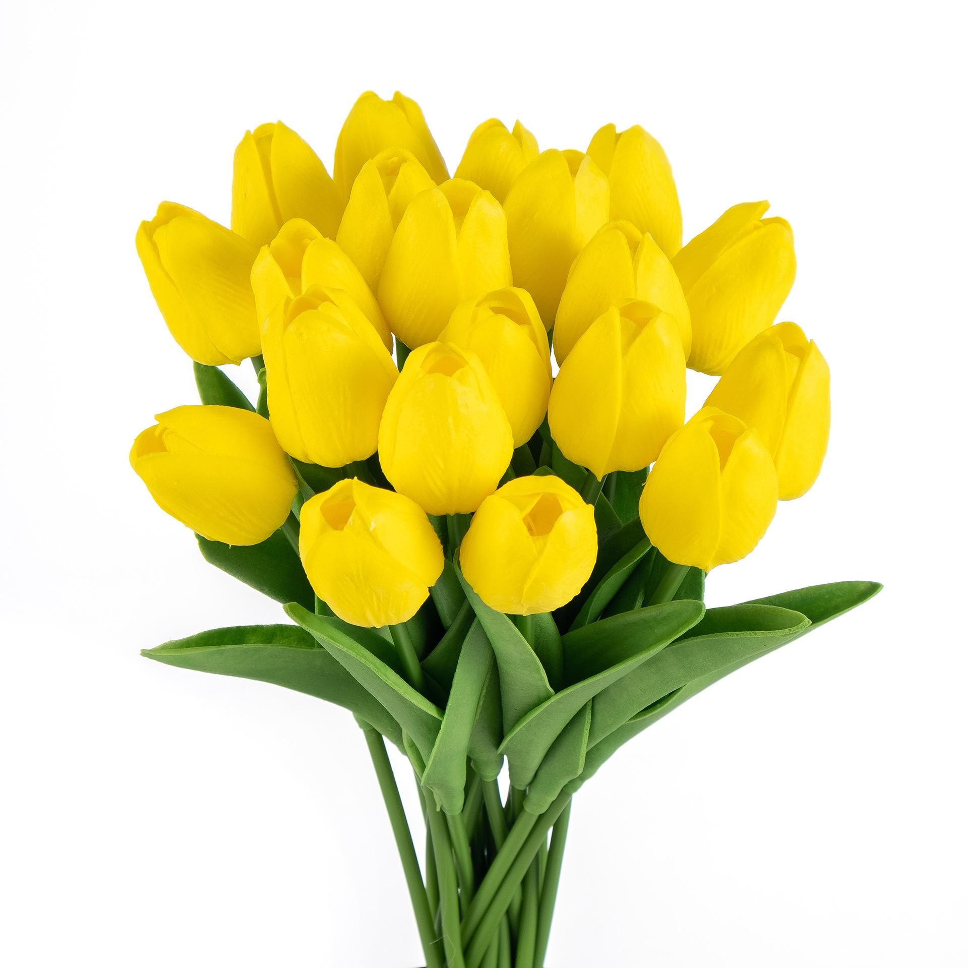 mini pu tulip artificial flower home ornamental flower fake flower for wedding hand feeling tulip factory direct supply Item Picture
