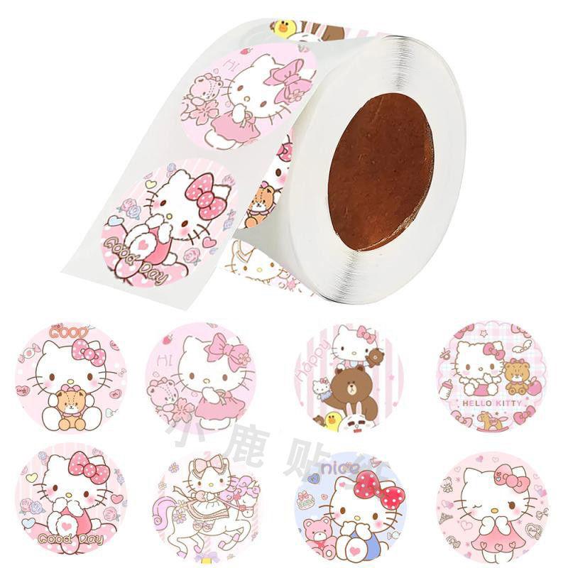 500/roll diameter 25mm hello kitty sticker baking packaging round self-adhesive label sealing stickers