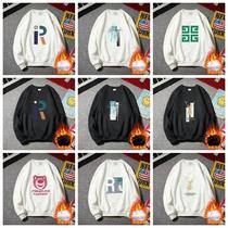 Brushed Hoody Men's Autumn and Winter Long Sleeves T-shirt Men's round Neck Top Thickened Sportswear Men's Undershirt
