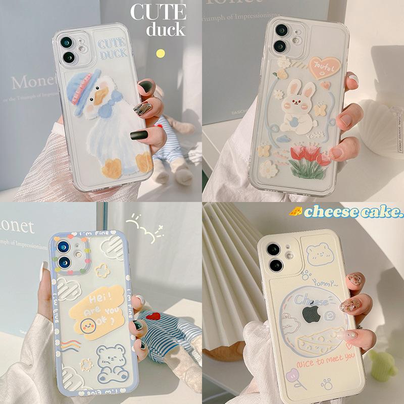 ins fresh iphone 14 phone case 12 female apple 13pro transparent xsmax/xr drop-resistant 11 applicable 8p