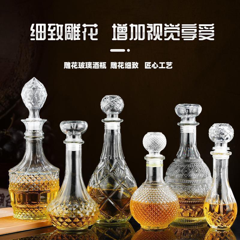 thick glass wine device fashion carved imported wine bottle red wine wine decanter wine device red wine sealed dead soldiers details Picture