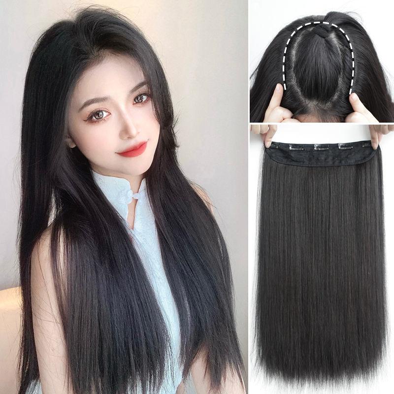 one-piece wig set women's long hair fluffy hair increase invisible hair extension patch lightweight artificial hair long straight hair wig