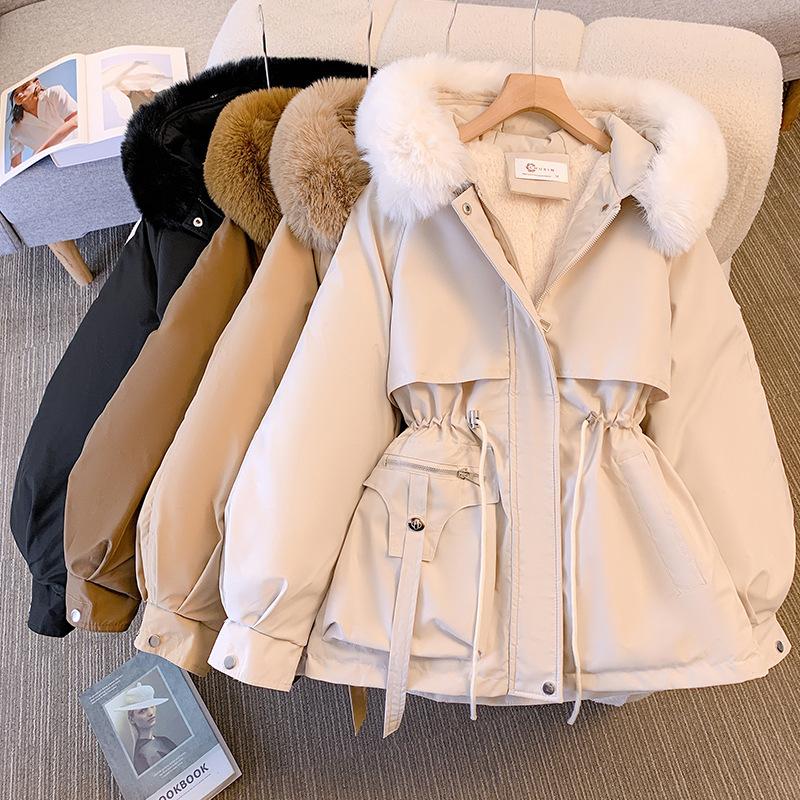 down cotton-padded jacket for women 2023 winter new korean style fashion loose cotton-padded clothes short fleece-lined thickened parka cotton-padded jacket
