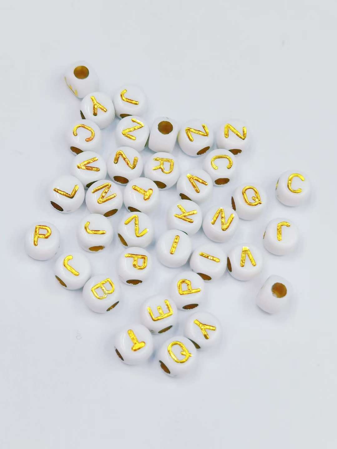 Acrylic 5✘7MM white gold semi-finished jewelry accessories loose beads, special beads for stringing, DIY materials for bag beads, stringing beads details Picture