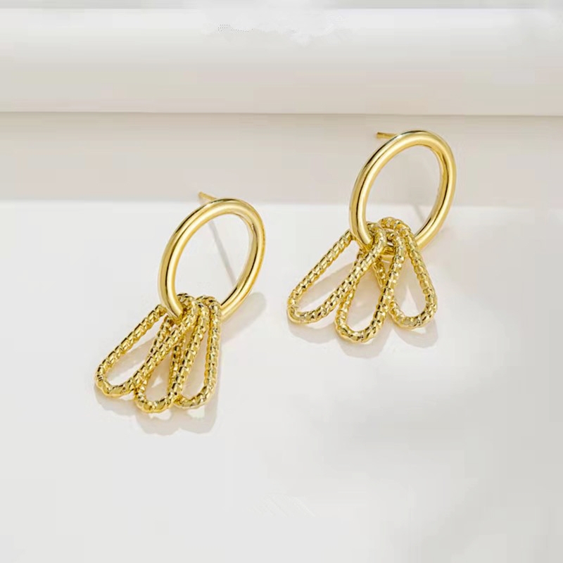 S925 plateado aguja largo borla pendientes coreano temperamento simple brillante metal pendientes multicapa personalidad francés viento frío mujeres accesorios details Picture