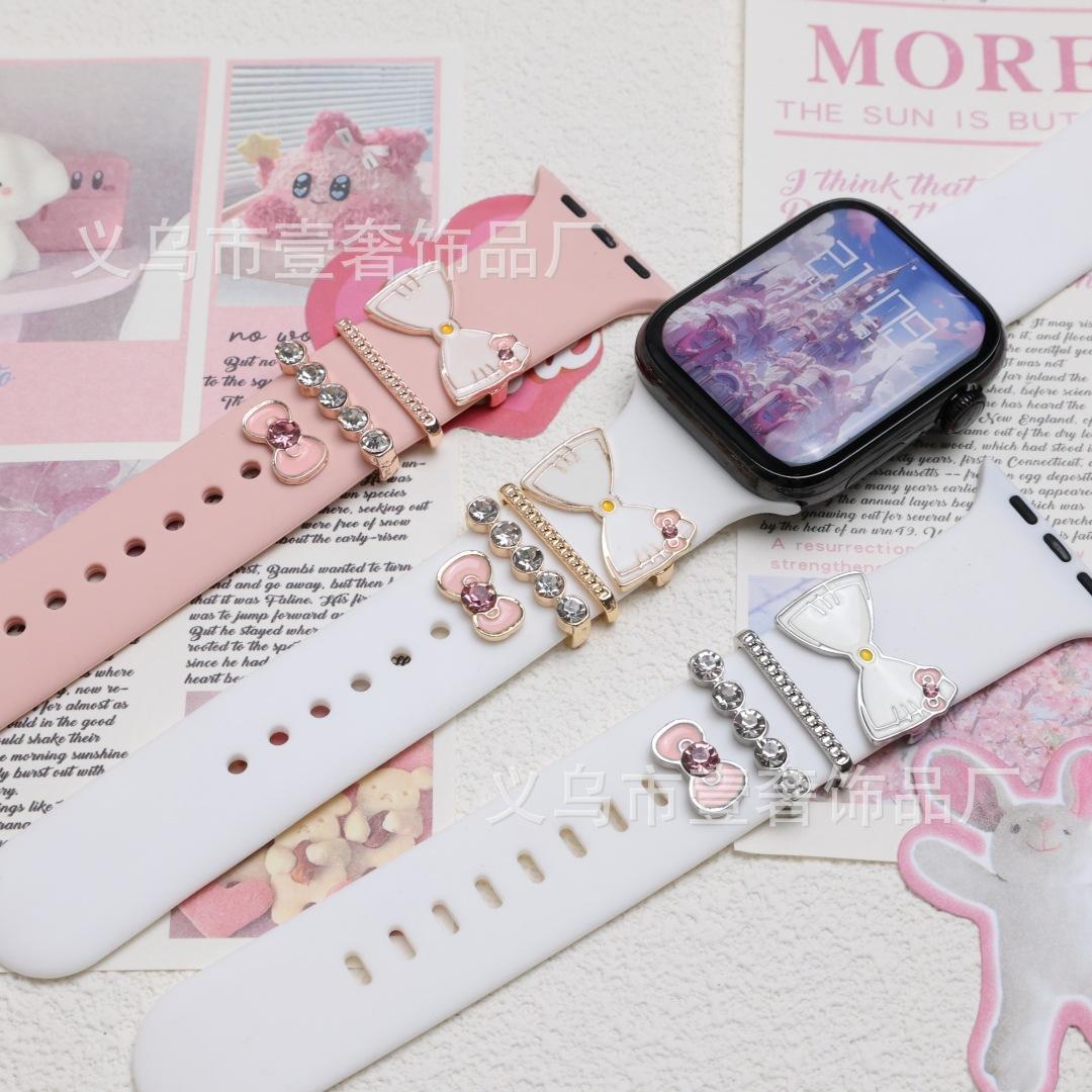 cartoon hello kitty apple silicone watch strap decorative iwatch strap decorative ring full figure