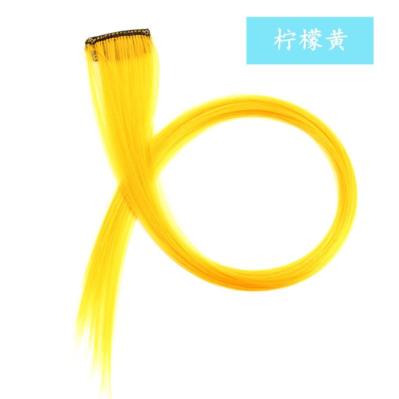 Color Hair Piece Hanging Ear Dyed Hair Extension Color Stripes Matte High-Temperature Fiber Can Be Ironed with a Clip of Long Straight Hair Extension Source Factory Delivery Item Picture
