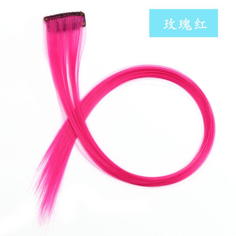 Color Hair Piece Hanging Ear Dyed Hair Extension Color Stripes Matte High-Temperature Fiber Can Be Ironed with a Clip of Long Straight Hair Extension Source Factory Delivery Application Scenario