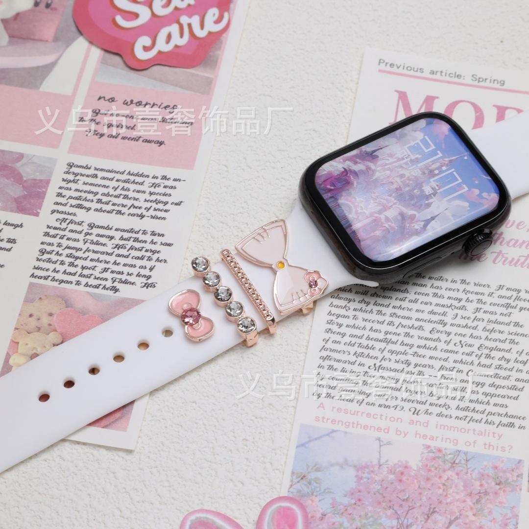 cartoon hello kitty apple silicone watch strap decorative iwatch strap decorative ring Specification drawing