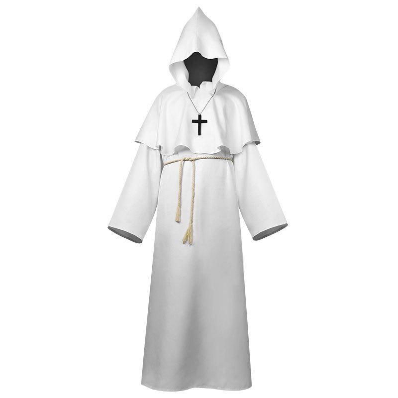 Halloween Cospy Medieval Cloak Monk Costume Wizard Monk Costume Priest Robe Hoodie Cloak Costume Item Picture