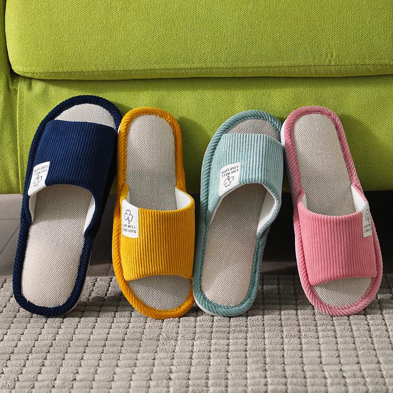 Linen Slippers Women's Summer Indoor Couple Home Non-Slip Hemp Slippers Home Home Four Seasons Sandals Men's Summer full figure