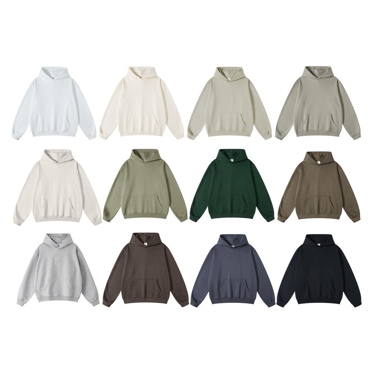 be men's 2024 heavy terry sweater american fashion brand solid color hoodie trendy men's suit hoodie spring and autumn sweater men's Item Picture