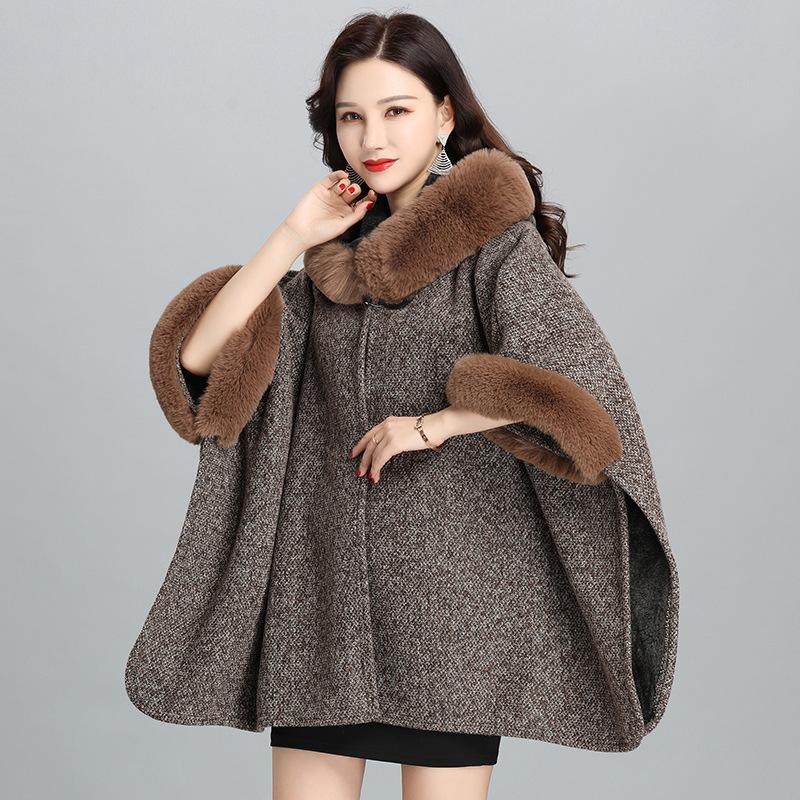 New Imitation Fur 2023 Winter Cross-Border Supply British Graceful European and American Women's Clothing Hoodies Inverness