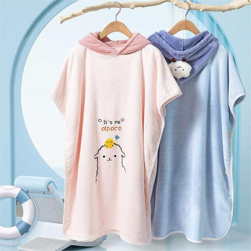 bath towel for children bathrobe class a hoodie cloak wearable thickening is softer than pure cotton water-absorbing quick-drying bathing and swimming