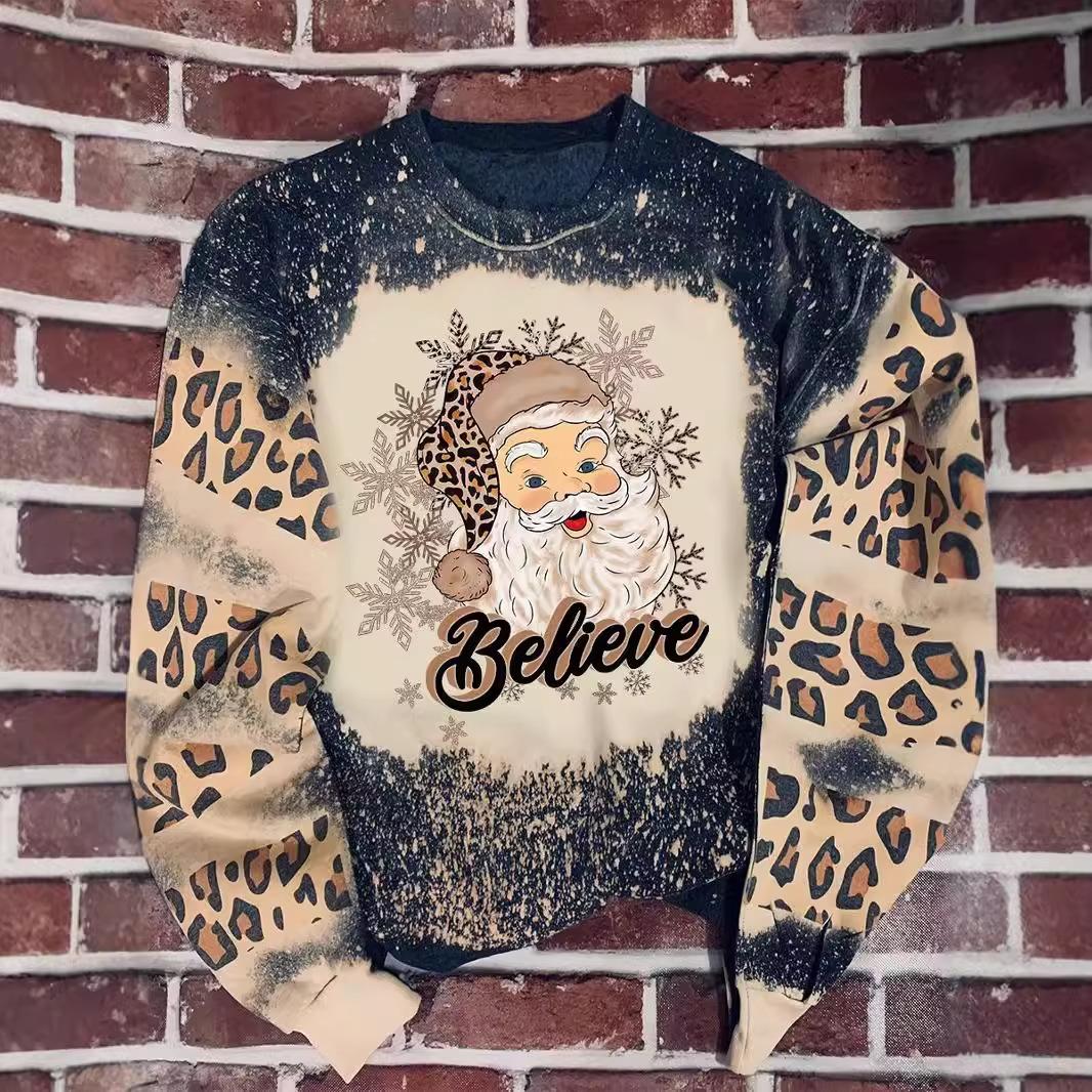 2022 autumn and winter new christmas 3d digital printed round neck velvet padded loose fashion sweater pullover hoodie details Picture