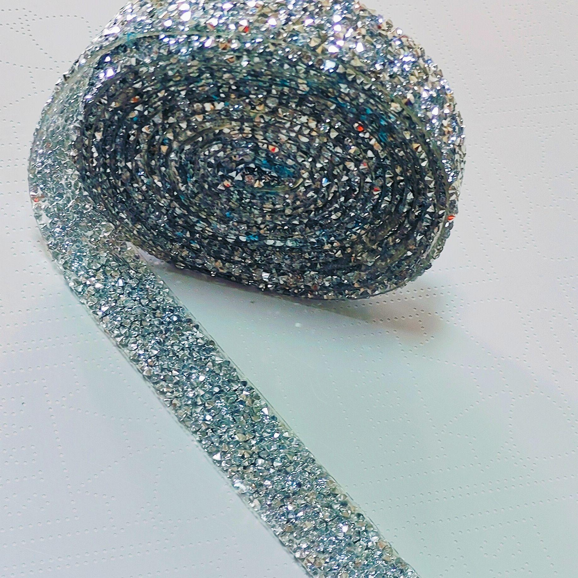 self-adhesive 2.8m supply resin rhinestone ribbon clothing accessories strip hot drilling silver self-adhesive diamond band rhinestone strip