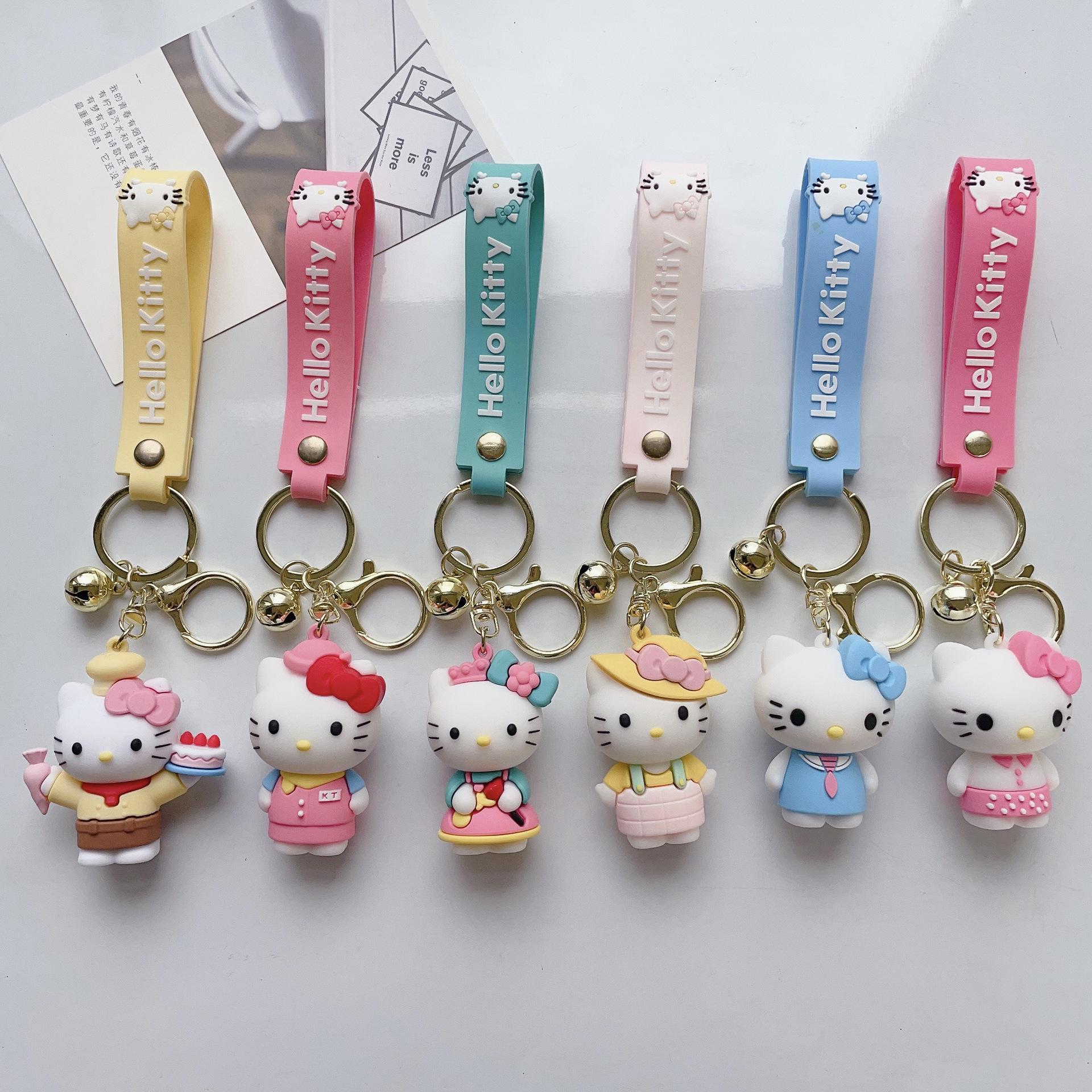 Creative Cartoon Hello Kitty Keychain Pendant Cute Hello Kitty Doll Car Pendant Couple Schoolbag Ornament Wholesale