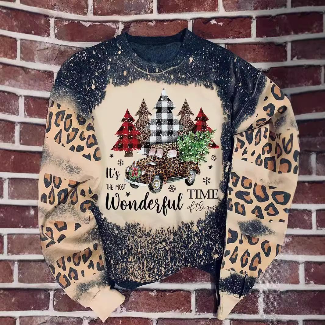 2022 autumn and winter new christmas 3d digital printed round neck velvet padded loose fashion sweater pullover hoodie Item Picture