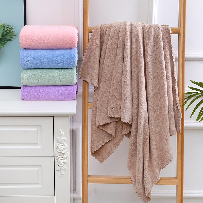 factory wholesale high density coral velvet bath towel lace adult home use soft big bath towel men and women couple wrapping towel full figure