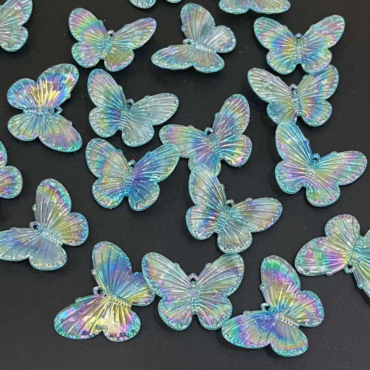 Baroque transparent iriered butterfly cream glue accessories Resin small accessories Baroque ornaments detail image 4