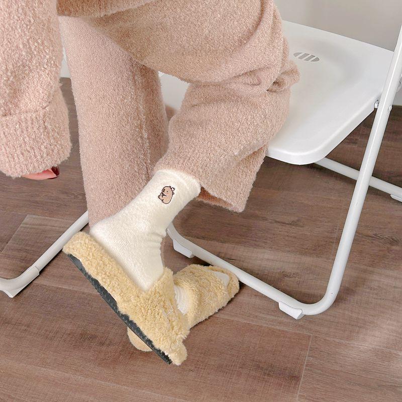 australian velvet khaki bala socks women's mid tube stockings autumn and winter fleece lined padded warm keeping home room socks sleep long socks winter
