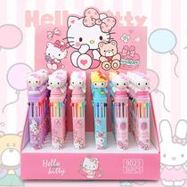 New Hello Kitty Ten-Color Ballpoint Pen Good-looking Cute Cartoon Press Pen Girl Heart 10-Color One Hand Account Pen