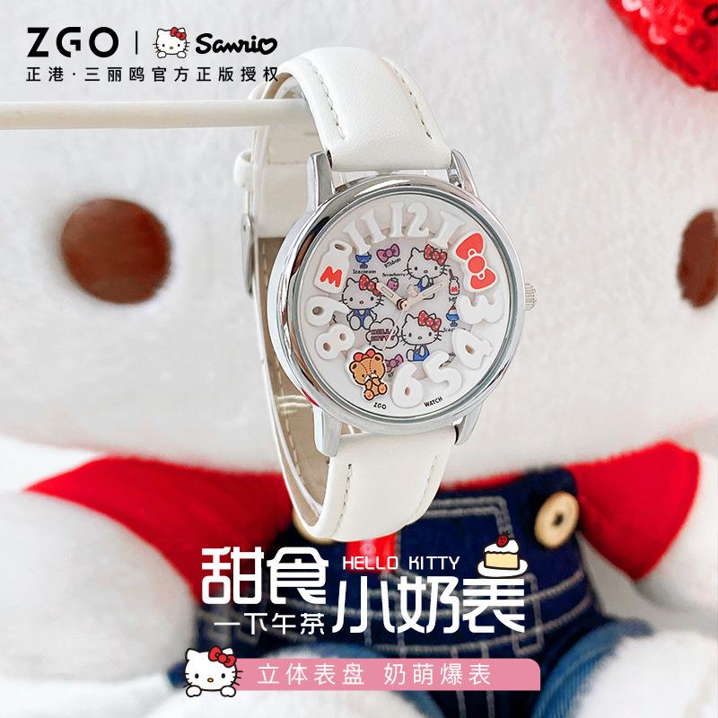 sanrio hello kitty small milk blocks watch female student cute new fashion simple waterproof cartoon pointer quartz watch details Picture
