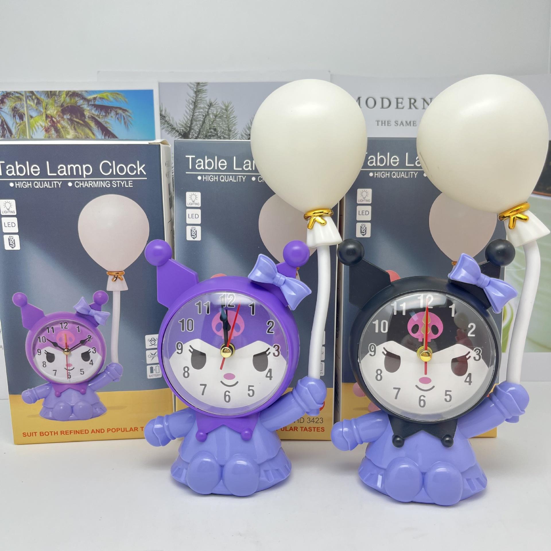cartoon clow m melody balloon desk light clock loromi bedroom decoration clock with bulb ornament clock details Picture
