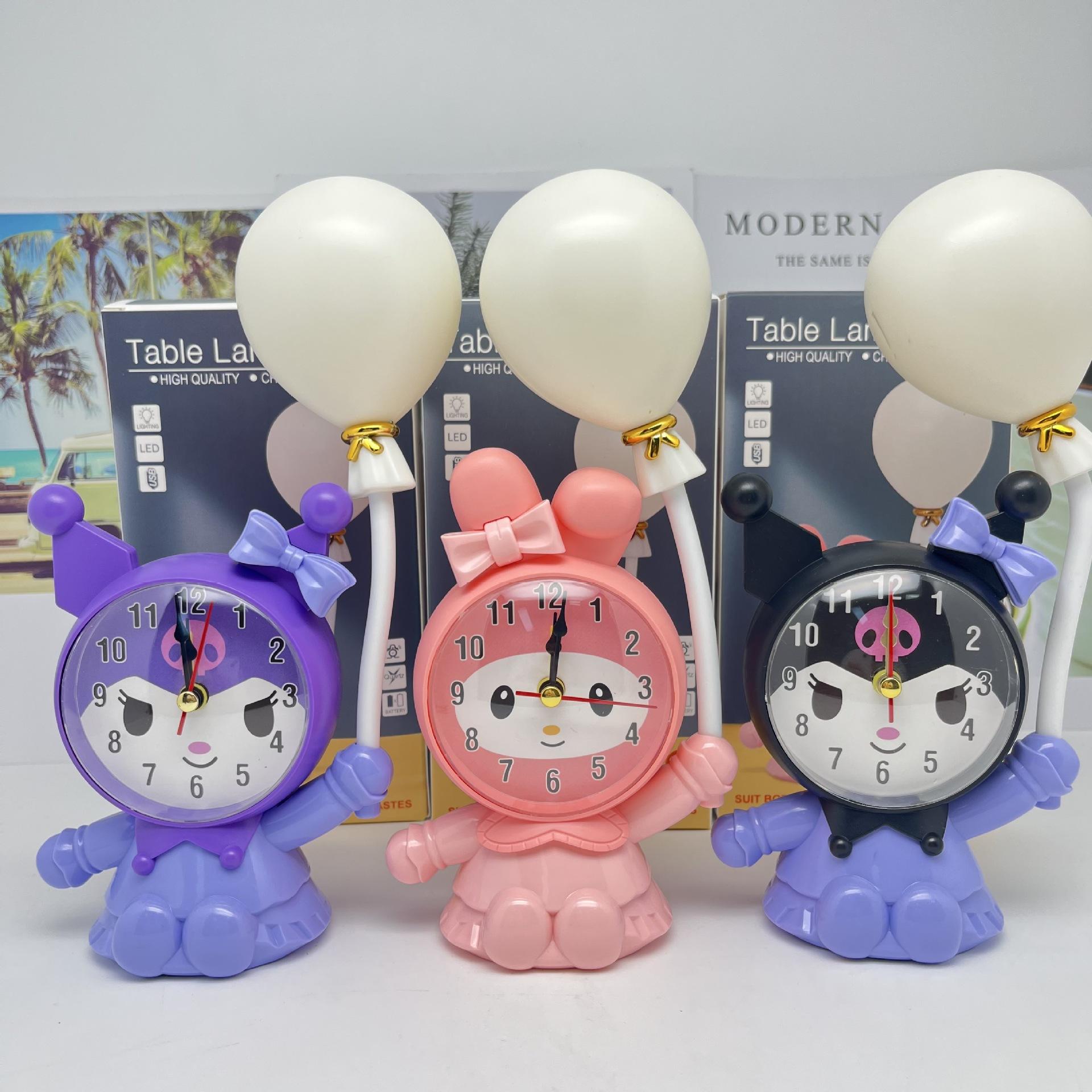cartoon clow m melody balloon desk light clock loromi bedroom decoration clock with bulb ornament clock Item Picture
