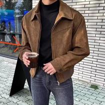 maillard wear american retro brown brown suede jacket men's spring and autumn vintage short flight jacket