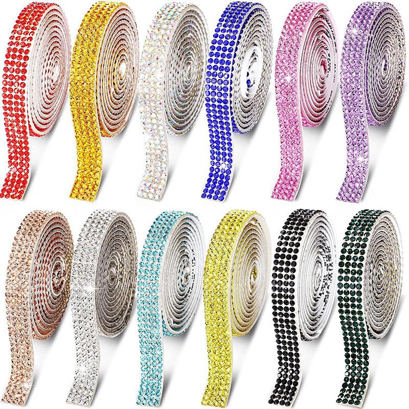 Rhinestones Paster DIY Accessories Self-Adhesive Rhinestone Strip Ornament Hot Drilling Stiers Clothing Accessories Diamond Band Diamond Decorations Adhesive Sti-on Crystals Accessories