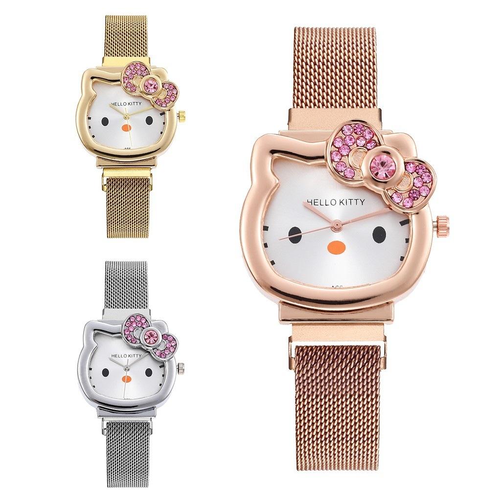 Hello Kitty Women's Watch Diamond Bow Women's Watch Cartoon Magnet Watch Wholesale