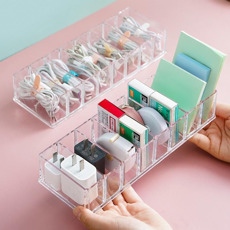 desktop data cable storage 8 cell phone charger charging cable sorting compartment cable winder power cord storage box Specification drawing