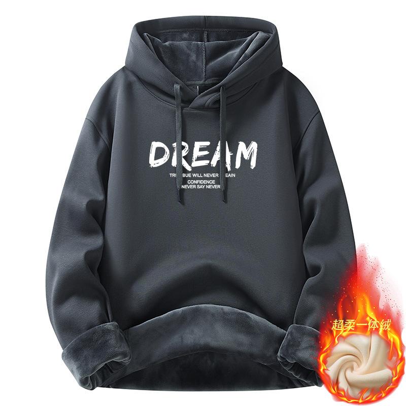 sweater men's 2024 autumn and winter new youth loose cotton hoodie male and female large size velvet hoodie tide full figure