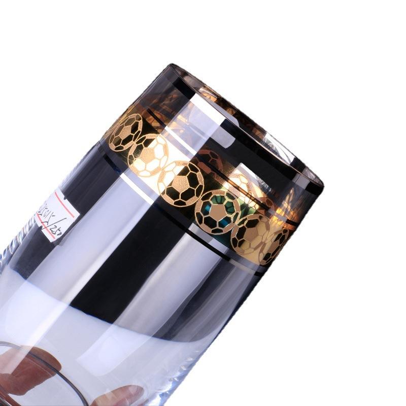 BOHEMIA捷克进口描金创意足球啤酒杯水晶威士忌杯无铅高耐热水杯白底实物图