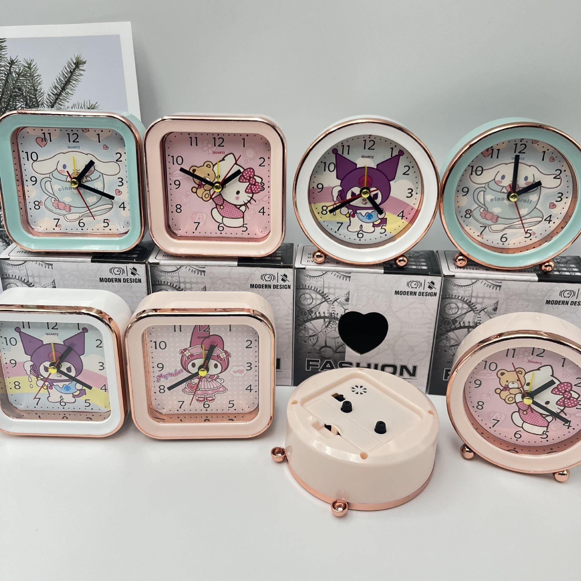 clow m melody cinnamoroll babycinnamoroll round alarm clock hello kitty mute alarm clock bedroom desktop decoration clock prize Specification drawing