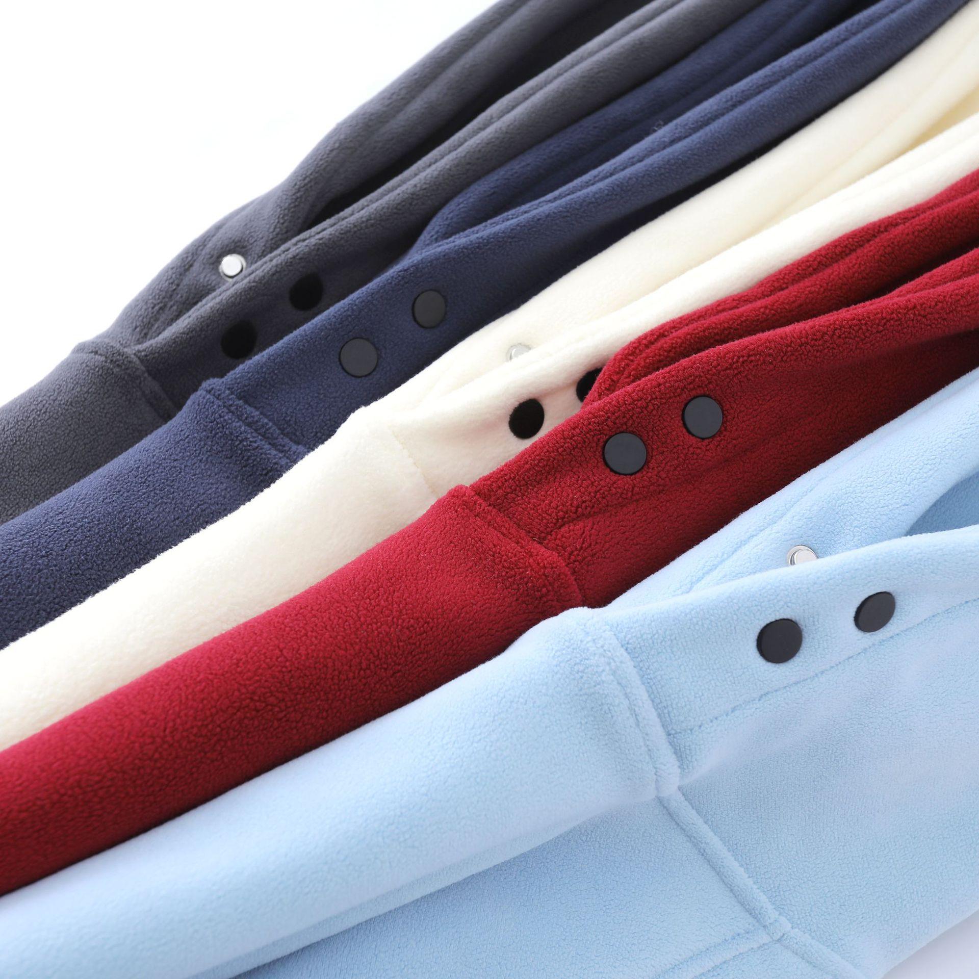 autumn and winter heavy 600g double-sided velvet thermal hooded sweatshirt male and female trendy brand solid color with fur loose collar decorated with buttons hoodie Specification drawing