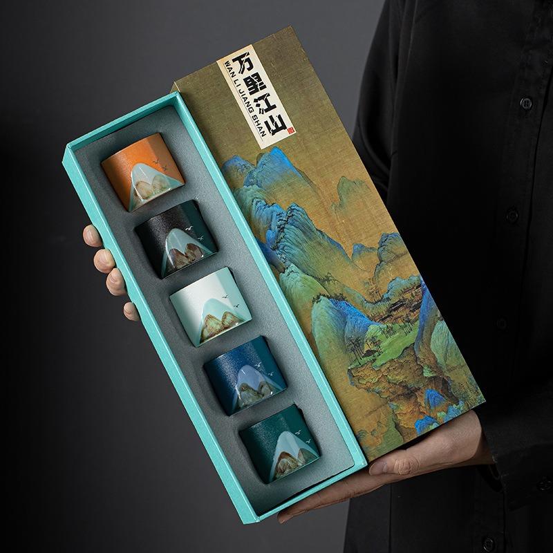 国潮故宫文创陶瓷手绘茶杯套装礼盒礼物端午长辈老师伴手礼品logo产品图
