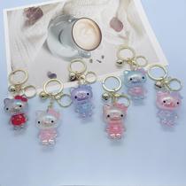 Acrylic Colorful Hello Kitty Keychain Cartoon Doll Gradient Color Cute Cat Girls Bags Pendant Small Gift