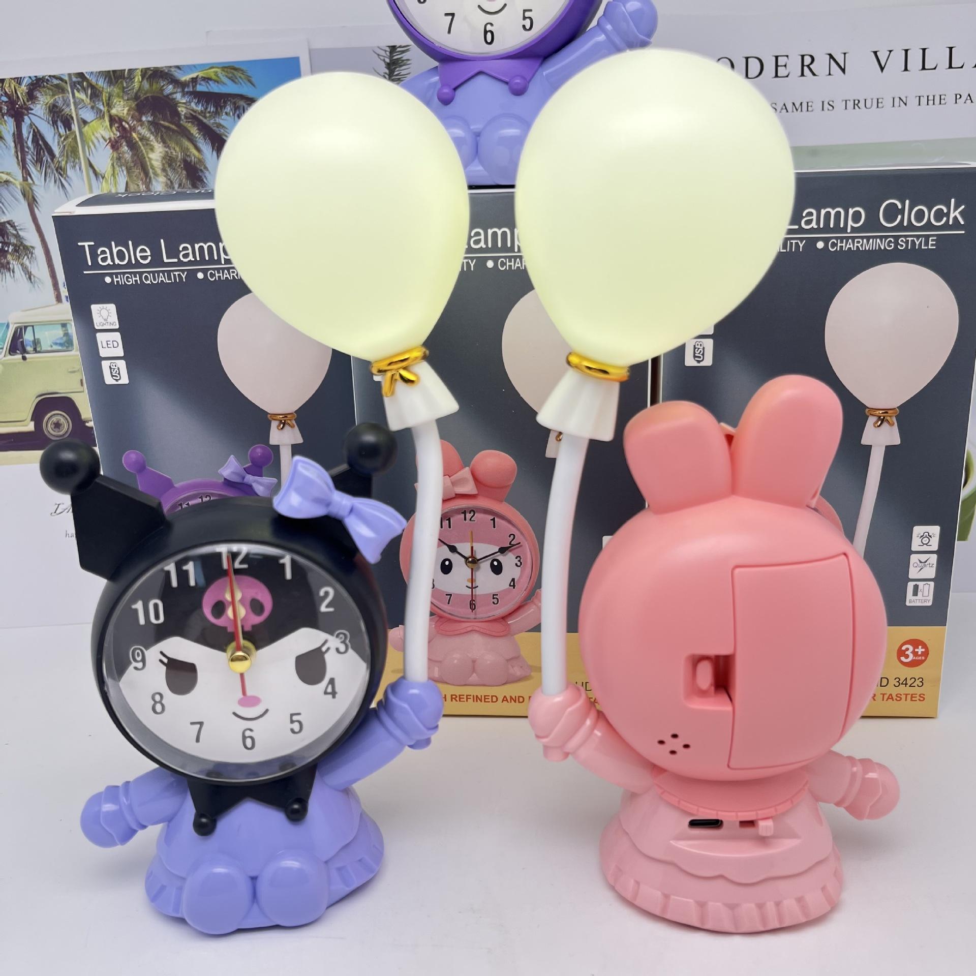 cartoon clow m melody balloon desk light clock loromi bedroom decoration clock with bulb ornament clock Application Scenario
