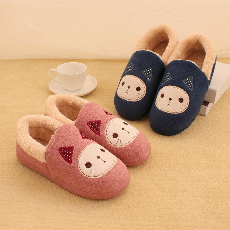 autumn and winter cotton slippers bag heel couple female male home cotton shoes warm cute cartoon  slippers confinement shoes full figure