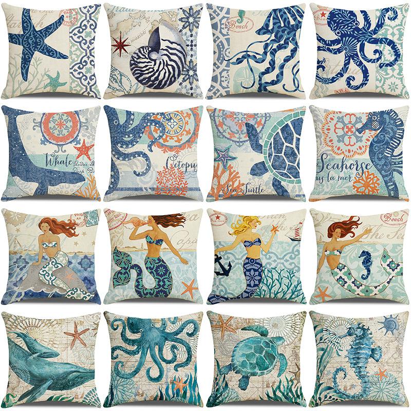 retro mediterranean ocean digital printing linen pillow reading cushion one piece dropshipping amazon home supplies full figure
