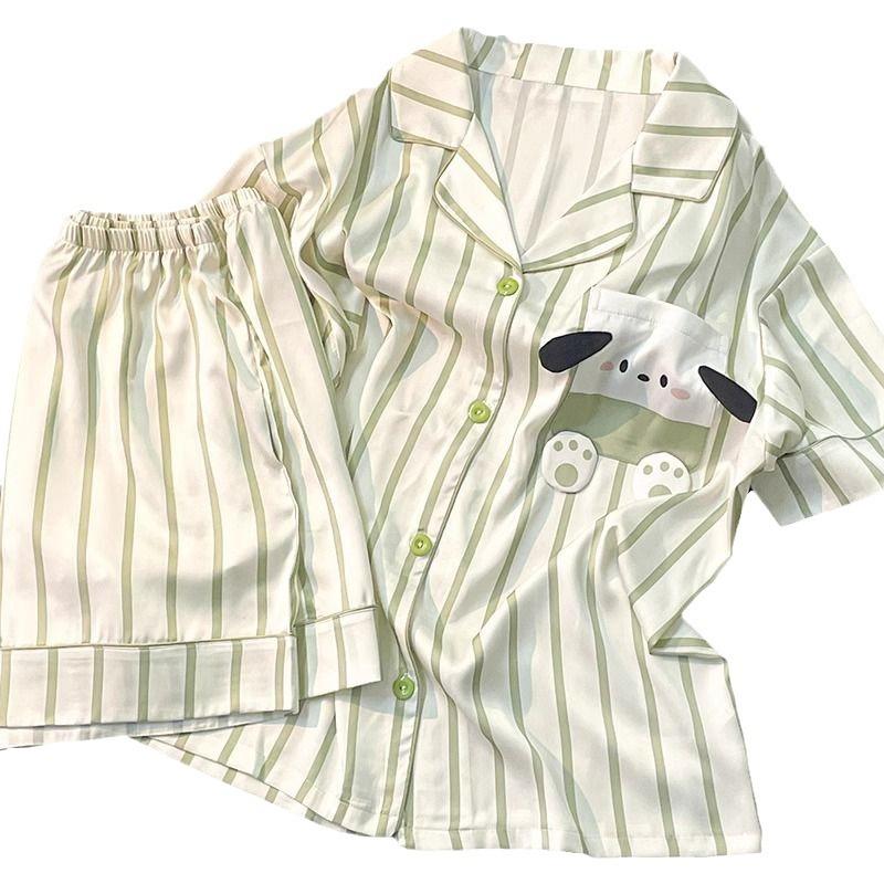 2024 new pajamas women's summer ice silk short sleeve cute high sense plus size home wear thin summer suit Item Picture