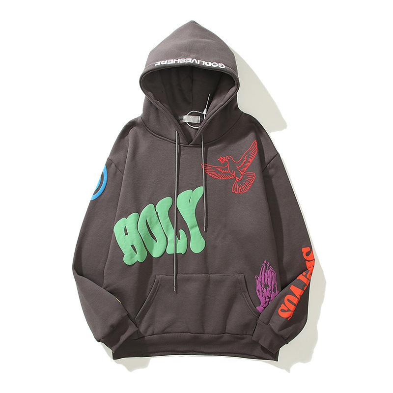 Customized Foreign Trade Men's Puff Print Sweater Cross-Border Men's Pullover off-Shoulder Loose Men's and Women's Hoodies Top