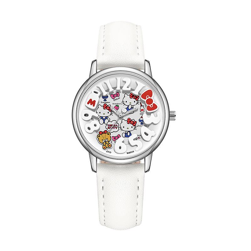 sanrio hello kitty small milk blocks watch female student cute new fashion simple waterproof cartoon pointer quartz watch Item Picture